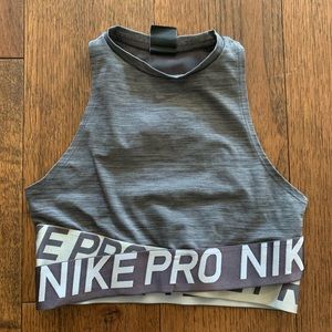 Nike Pro Crop Tank Top Grey Size Small EUC